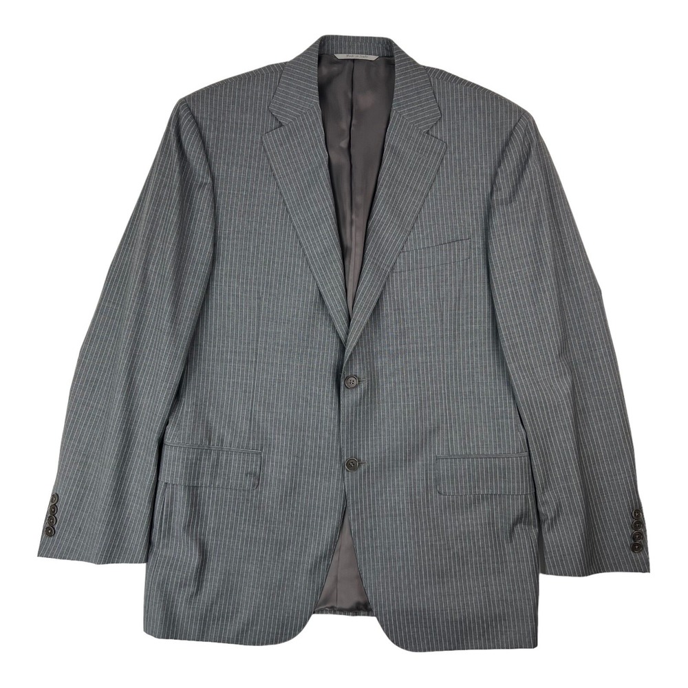 Canali 1934 Gray w/ White Pinstripe Water Resistant Wool 2 Button/Vent Blazer 42